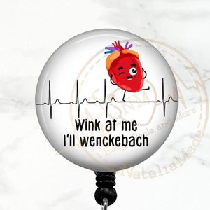 Funny Cardiology Badge Reel, Wink At Me I Wenckebach EKG Badge Holder, Cath Lab Badge Clip, Telemetry Nurse, Cardiology Carabiner, Lanyard