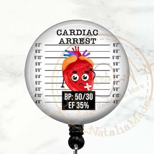 Funny Cardiology Badge Reel, Cardiac Arrest EKG Badge Holder, Cath Lab Badge Clip, Telemetry Nurse, Correctional Nurse Carabiner, Lanyard