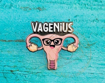 Vagenius Enamel Pin, 1.25" Cute Uterus Pin, Nursing Pins, Womens Health Pin, OBGYN Obstetrics Gynecologist Gift, Funny Nurse Pin, Nurse Gift
