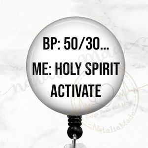 Holy Spirit Activate Funny Badge Reel -  Retractable Badge Holder, Funny Nurse Badge Clip Badge Holder, Heavy Duty Reel