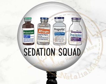 Funny Anesthesia Badge Reel - Sedation Squad ICU Nurse Retractable  Badge Clip, Breakaway Lanyard, Carabiner, Stethoscope ID Name Tag