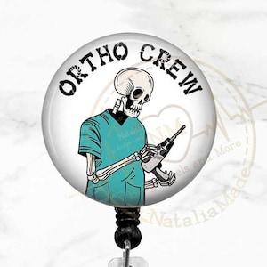 Otho Crew Badge Reel -  Retractable Badge Holder - Orthopedic Breakaway Lanyard - Carabiner - Stethoscope Name Tag - ID Card Clip