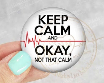 Interchangeable Badge Topper 1.75" - Keep Calm Not That Calm Swappable ID Badge Topper, Reel Accessories