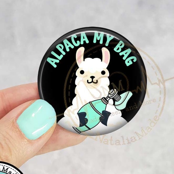 Interchangeable Badge Topper 1.75" - Alpaca My Bag Respiratory Therapist, ICU Nurse Swappable ID Badge Topper, Badge Reel Clip Accessories