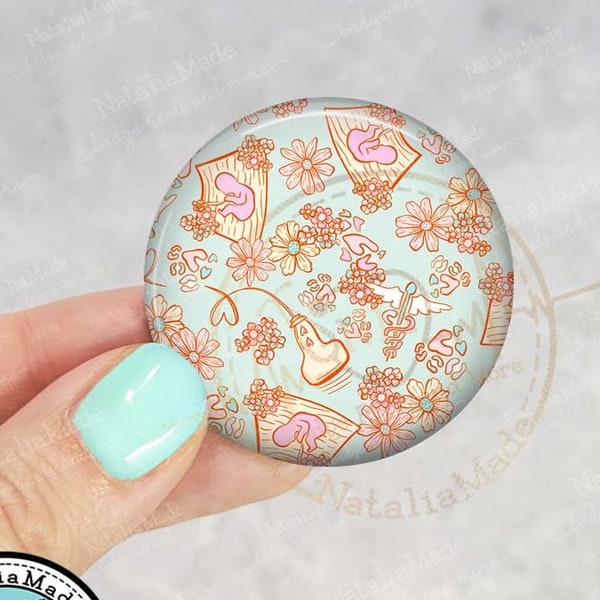 Interchangeable Badge Topper, Retro Ultrasound, Labor and Delivery Swappable ID Badge Topper, Reel Accessories, 1.75"