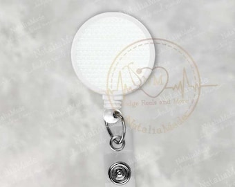 Interchangeable Badge Reel Base - White Retractable Badge Clip - Alligator Clip or Belt Clip
