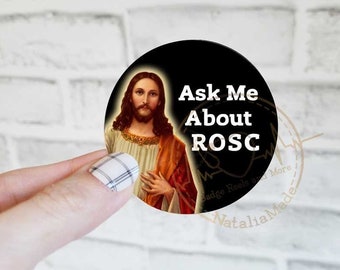 Ask Me About ROSC Vinyl Sticker - 2.3"x2.3", Funny ICU Nurse Water Bottle Stickers, Respiratory Therapist Nursing Stickers, Laptop Stickers
