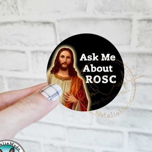 Ask Me About ROSC Vinyl Sticker - 2.3"x2.3", Funny ICU Nurse Water Bottle Stickers, Respiratory Therapist Nursing Stickers, Laptop Stickers
