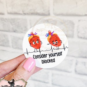 Heart Block Cardiology Waterproof Vinyl Sticker 2.3 x 2.3&quot; - Cute Nursing Stickers, Telemetry Cardiology Decals, Laptop Water Bottle Sticker