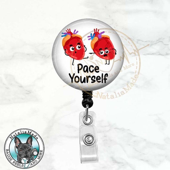 Funny Cardiology Badge Reel, Pace Yourself Badge Holder, Cath Lab Badge Clip,  Telemetry Nurse, Monitor Tech Cardiology Carabiner, Lanyard 