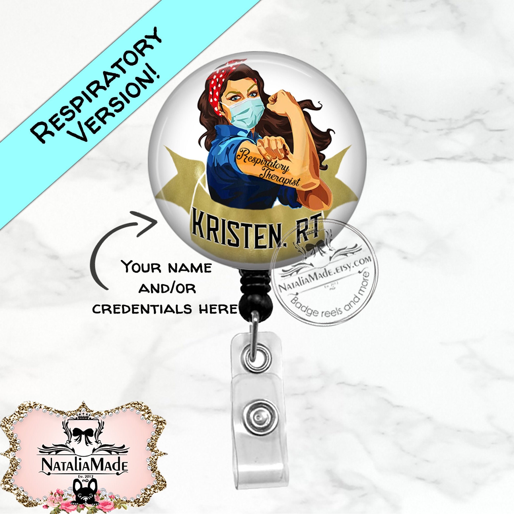 Respiratory Therapist Strong Badge Reel Personalized Retractable Badge Clip  Breakaway Lanyard Carabiner Stethoscope Name Tag 