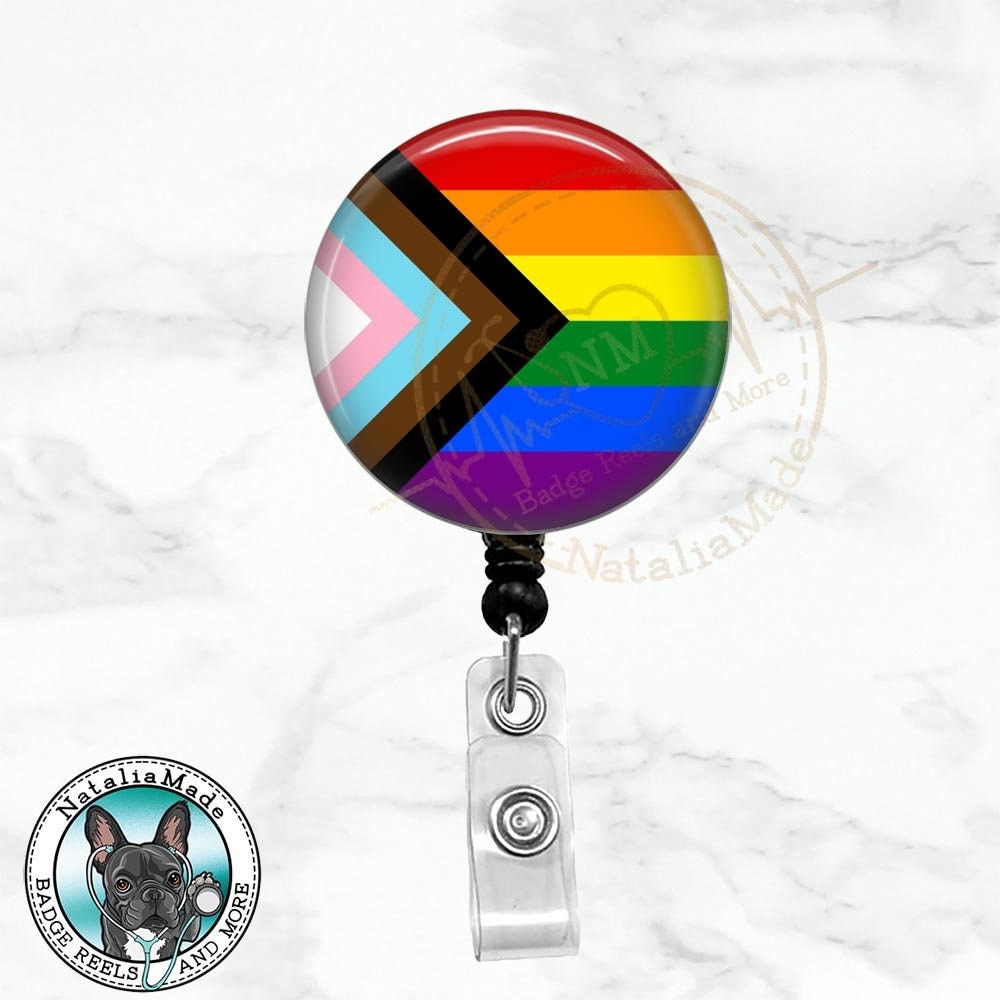 Inclusive Progress Pride Rainbow LGBTQ Flag Retractable Reel, Breakaway  Lanyard Carabiner Stethoscope Name Tag ID Card Clip -  Israel