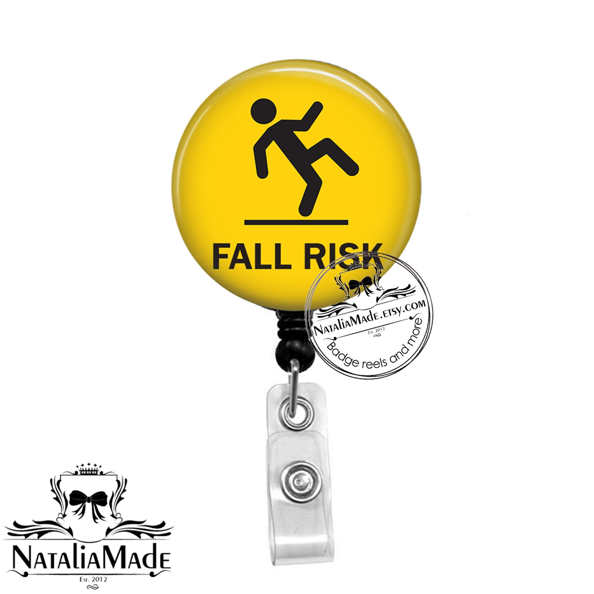 Pvc Fall Risk Tag Fall Risk Badge Reel - Retractable Badge Holder - Stethoscope ID Tag ...