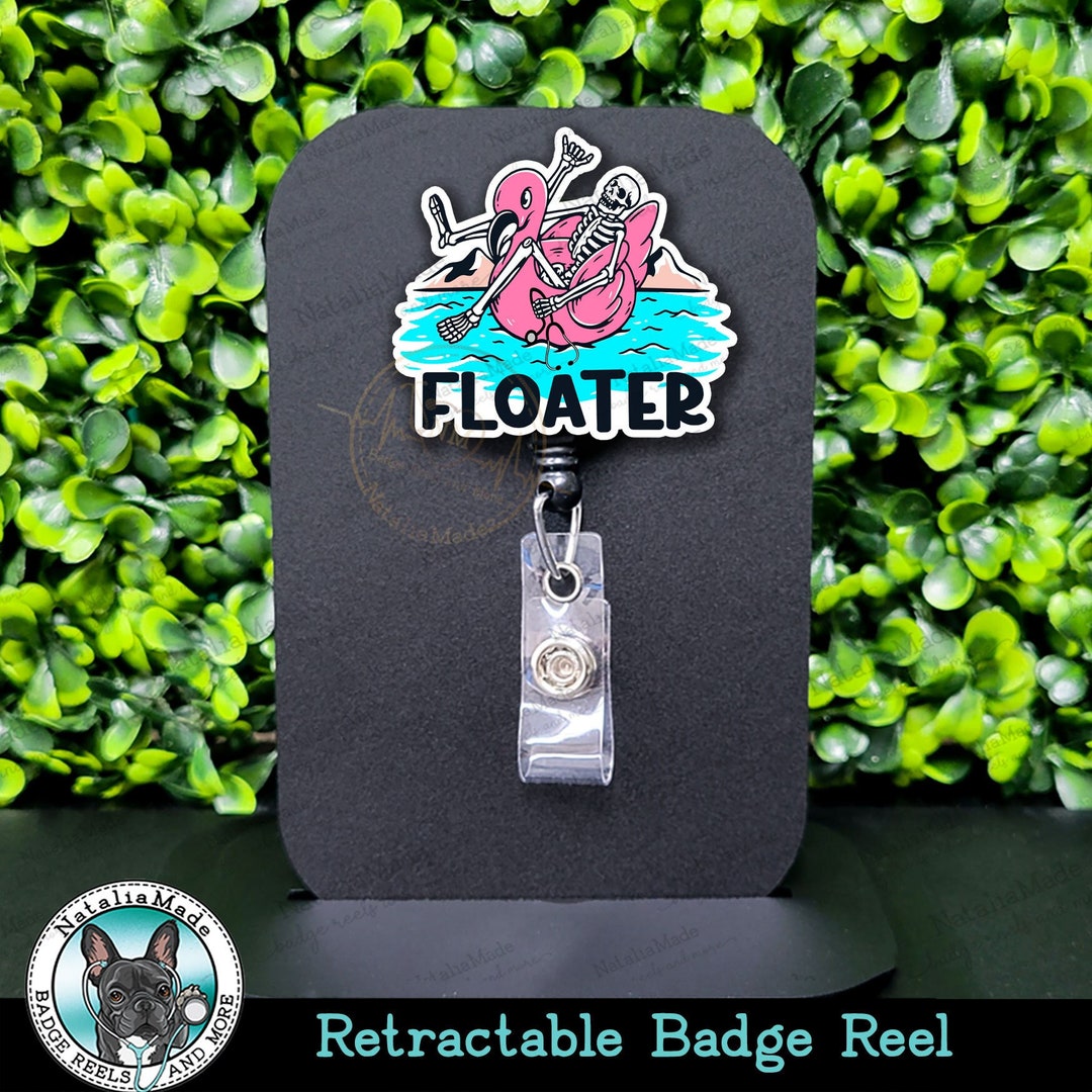 Float Nurse Float Pool Retractable Badge Reel Funny Skeleton Etsy