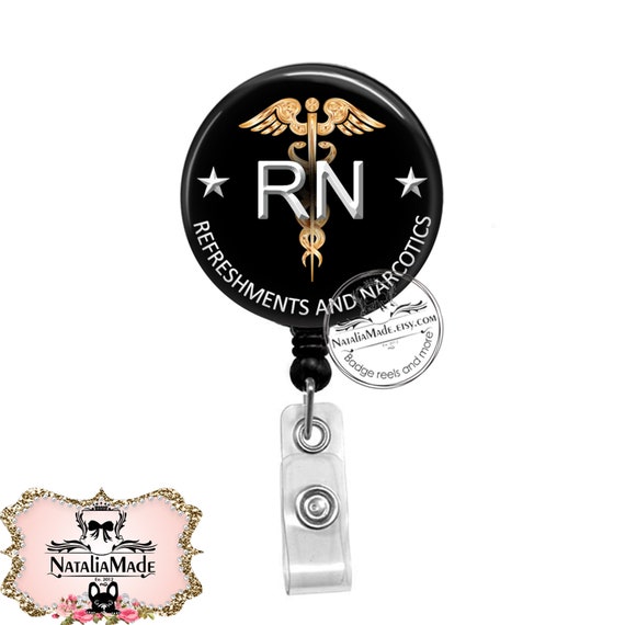 Funny Nurse Badge Reel Refreshments and Narcotics ID Badge Holder  Retractable Badge Reel Stethoscope Tag Carabiner Lanyard -  Canada