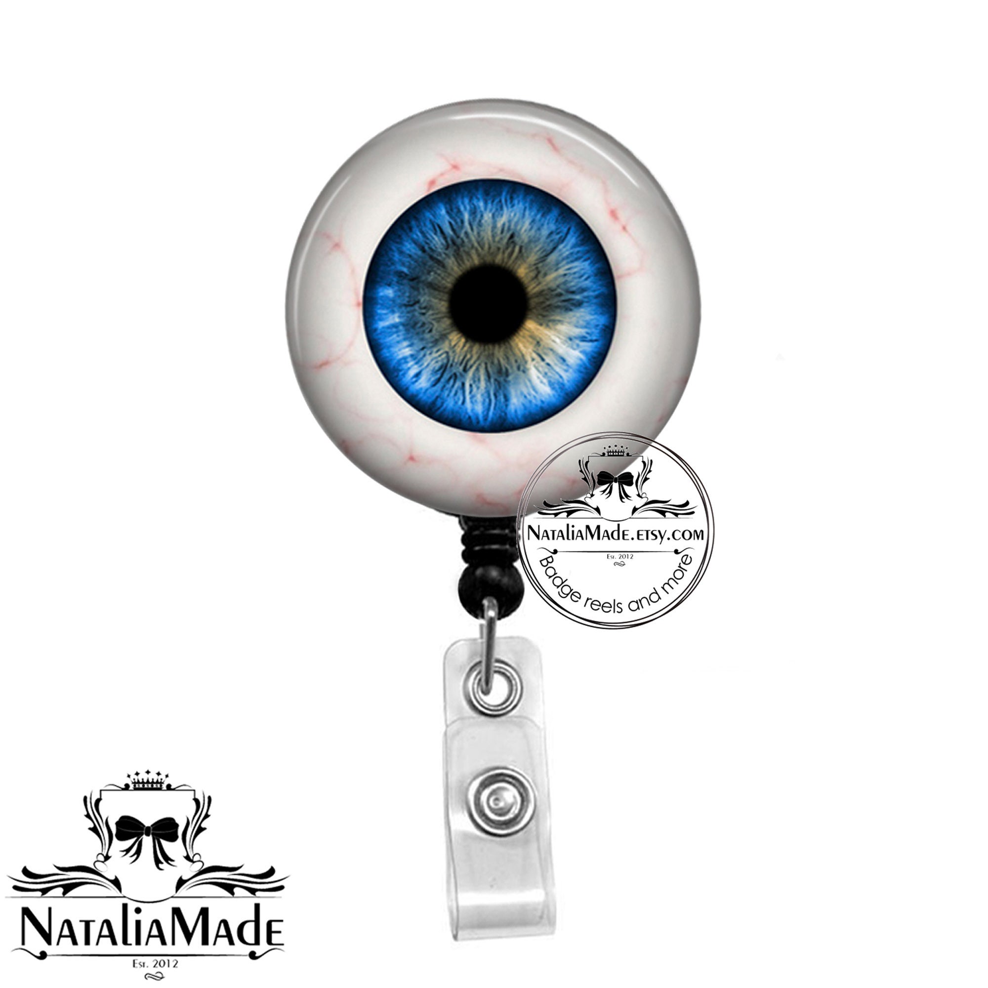 Anatomical Eye Reel - Medical Badge Holder - Eyeball - Medical ID Badge - Retractable Badge Reel - Badge Reel - Choose Your Color