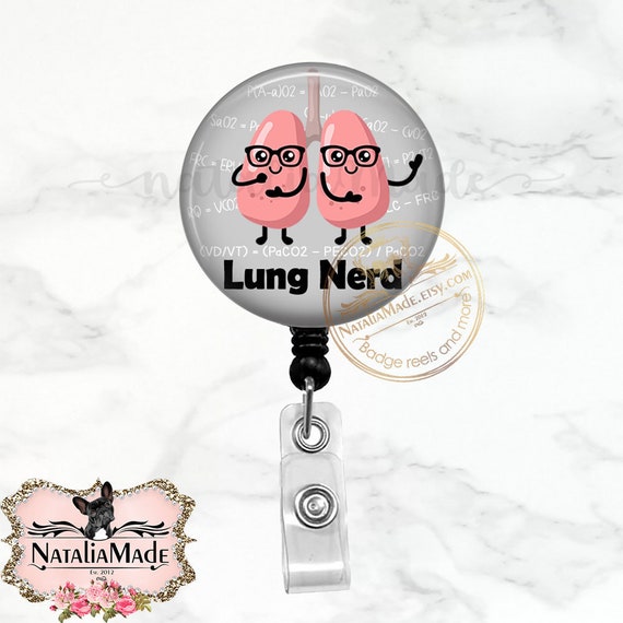 Lung Nerd Badge Reel, Retractable Badge Holder, Funny Respiratory