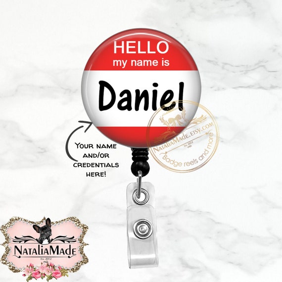 Hello My Name is Personalized Badge Reel Retractable Badge Holder,  Carabiner Clip, Stethoscope Tag, Lanyard for Nurse, RT CNA, Doctor -   Ireland