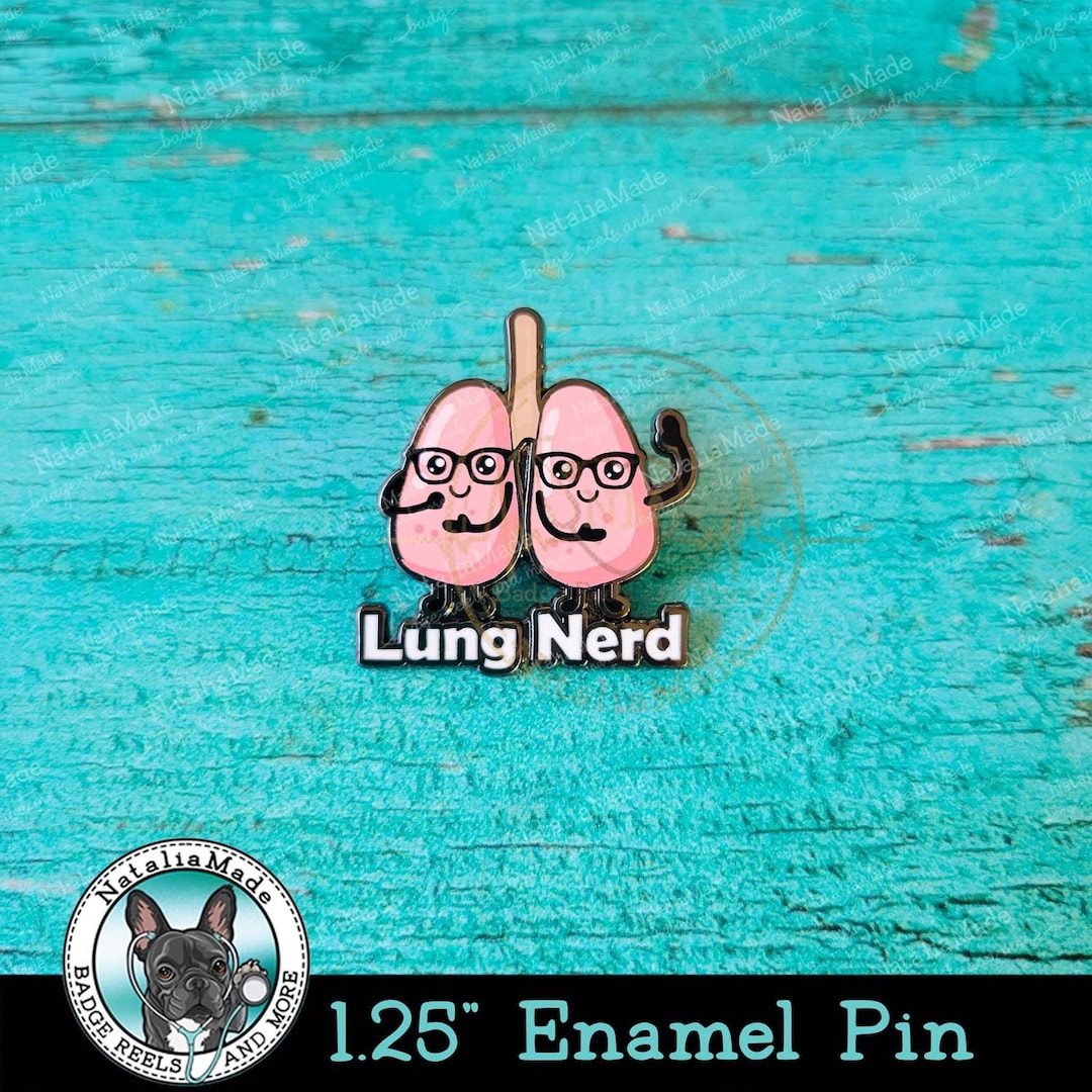 Lung Nerd Enamel Pin, 1.25 Cute Lungs Pin, Respiratory Therapist Pin