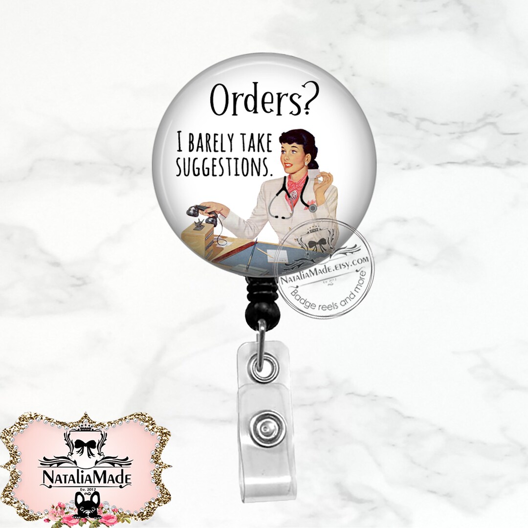 Funny Nurse Badge Reel - "I'm Nicer Than My Face Looks" Retractable ID Holder For Medical Workers - View #3