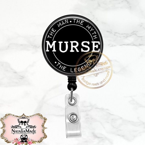 Funny Murse Badge Holder the Man the Myth the Legend Retractable ID Badge  Clip Stethoscope Tag Carabiner Breakaway Lanyard 