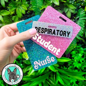Personalized Glitter Badge Buddy- Horizontal or Vertical: Choose Your Title, Font and Acrylic Color