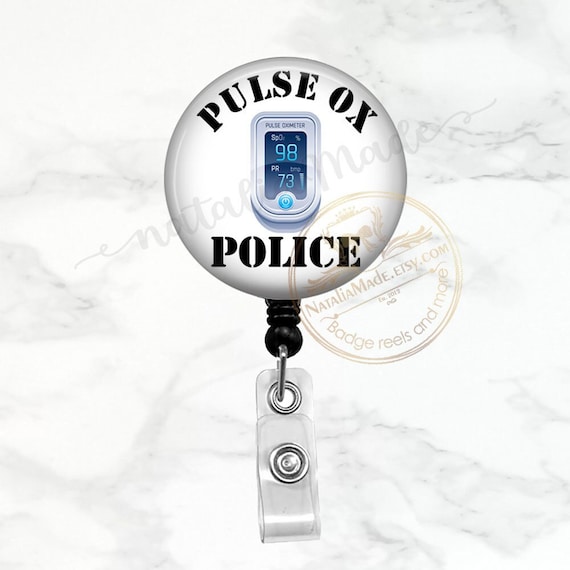 Pulse OX Police Badge Reel, Funny Respiratory Therapist Badge Holder, Retractable Badge Clip, RT RRT Badge, Respiratory Therapy Gift