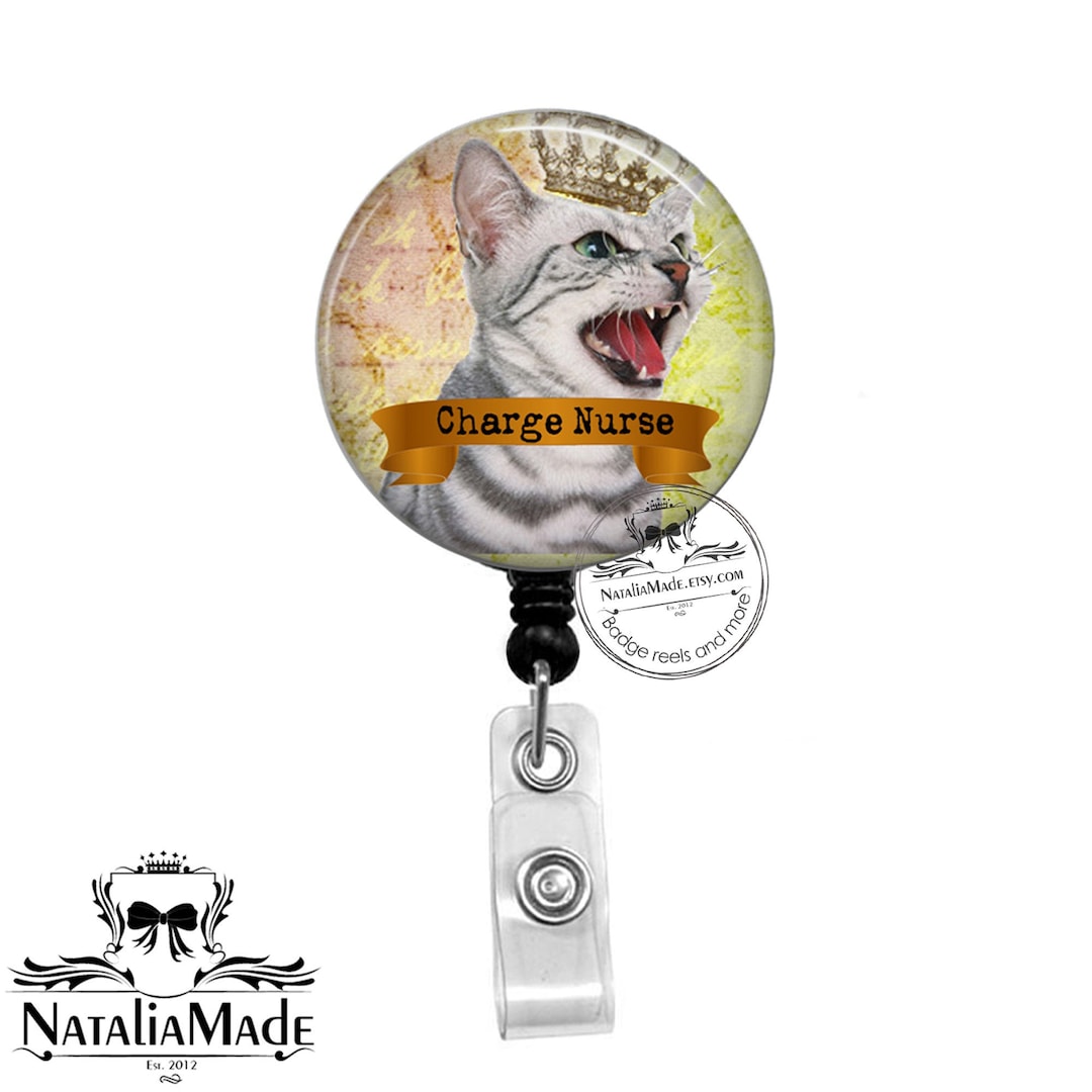 Charge Nurse Badge Reel - Retractable RN Badge Holder - Lanyard ...