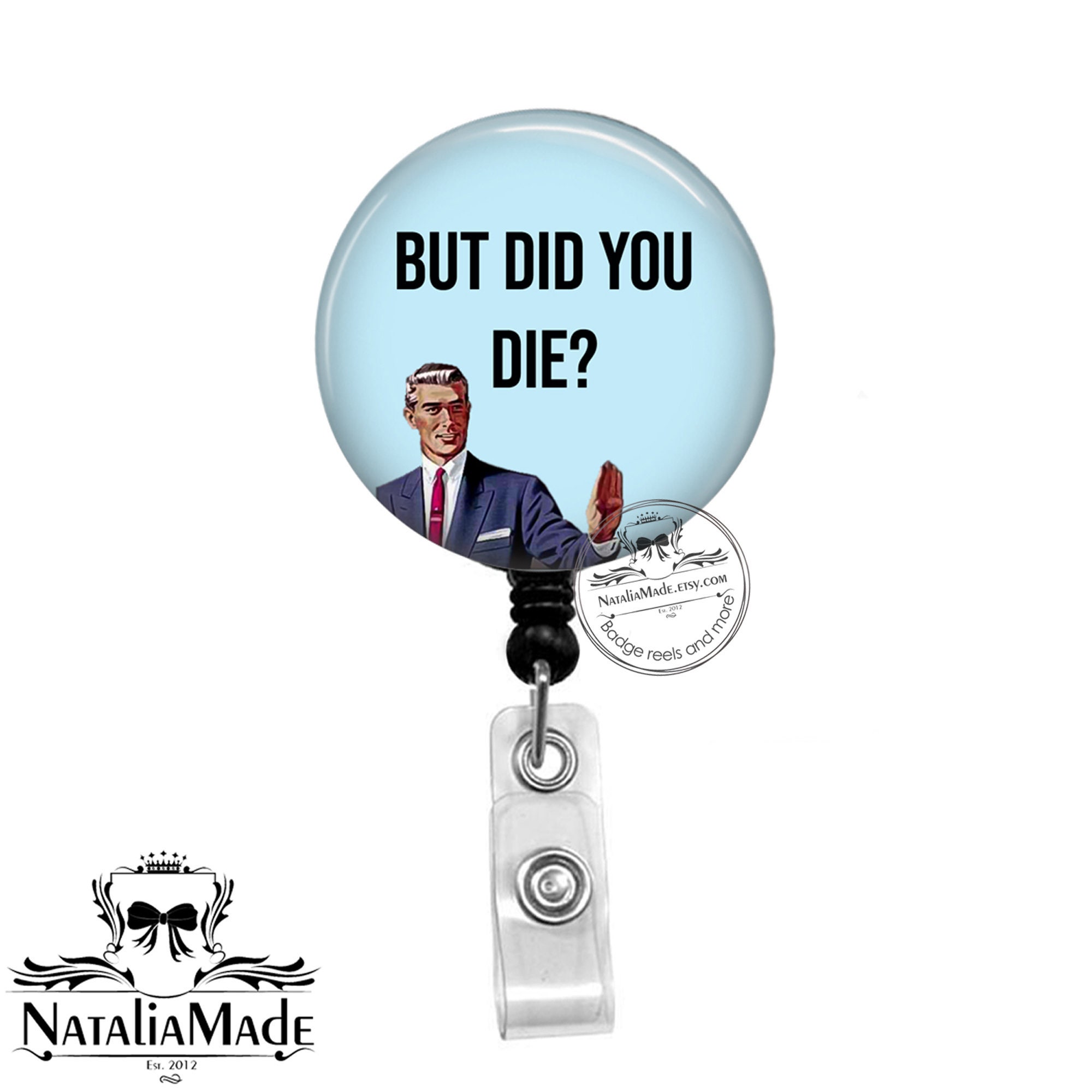 Funny Dinosaur Badge Reel, Work Badge Holder Retractable Clip, Nurse Teacher Badge Reel, RN LPN CNA MA Badge Accessories For Work, Nursing Student ID Badge Clip, Cute Badge Reels, Medical Badge Buddy - View #3