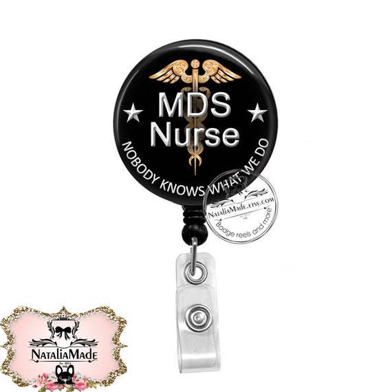 MDS Nurse Badge Reel Funny Nurse ID Badge Holder Retractable Badge Reel  Stethoscope Name Tag Carabiner Lanyard -  UK