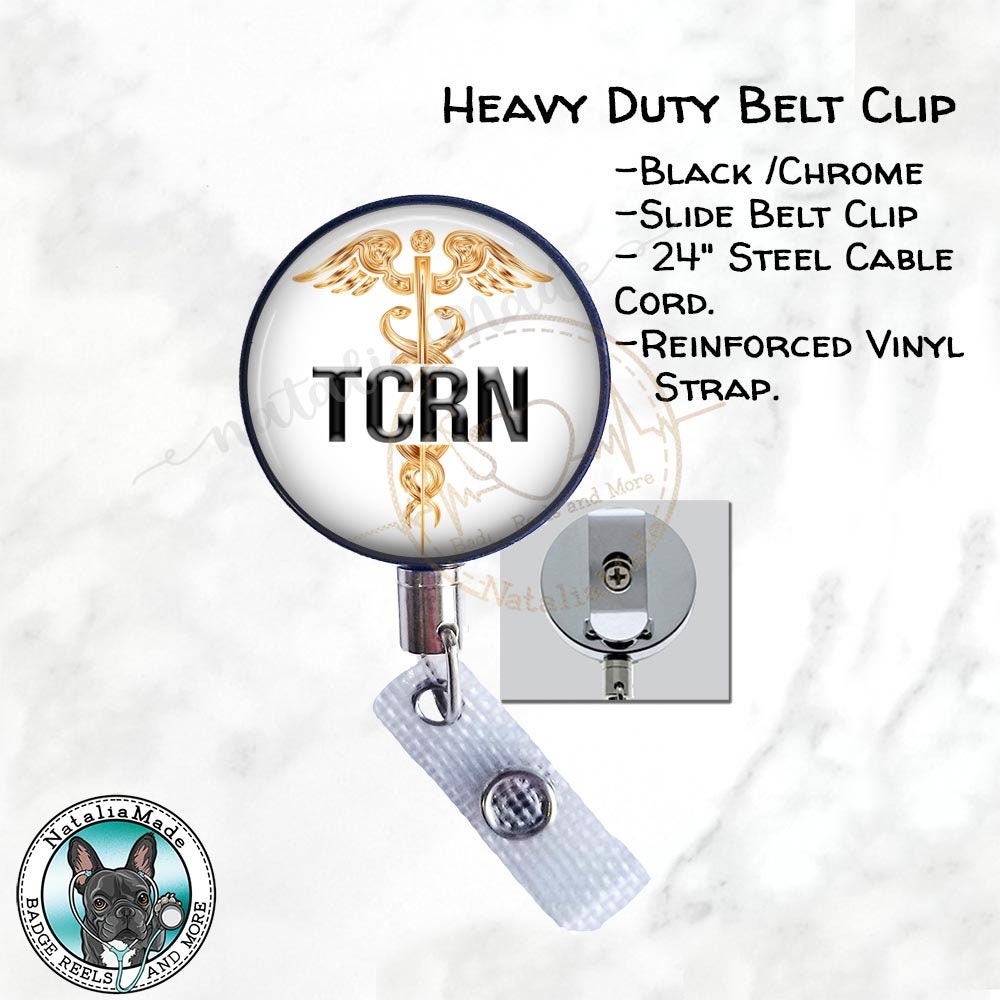 TCRN CCRN Carabiner Breakaway Lanyard Stethoscope ID Tag Retractable 1.5 Badge Holder Certified Emergency Nurse Badge Reel