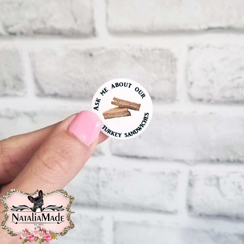 ID Badge Sticker, Turkey Sandwich Waterproof Vinyl Sticker -  1"…