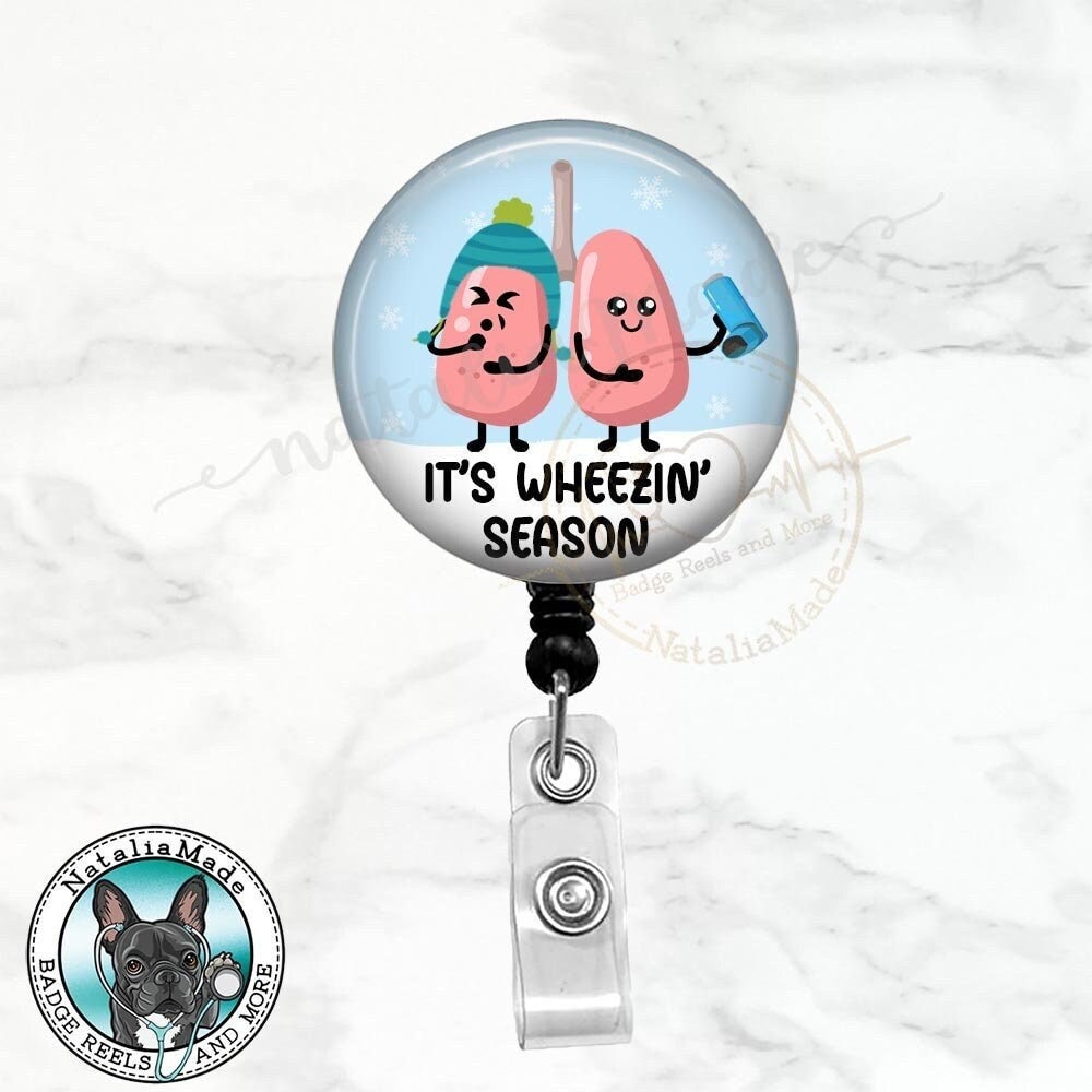 Funny Respiratory Therapist Badge Reel, Wheezin Season Retractable Badge Holder, Lung Badge Reel, Winter Badge Clip, RT Week Gifts