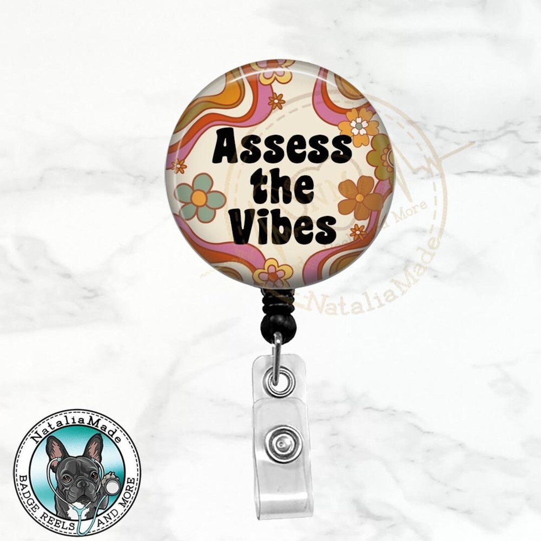 Funny Badge Reel Assess The Vibes Retractable Badge Clip 70s Etsy 日本