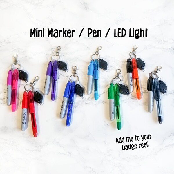 Mini Pen, Marker, LED Light Keychain, Nurse Badge Clip, Nurse Essentials, Nurse RT Gift, Pen Key Chain, Badge Reel Accessories, Teacher Gift