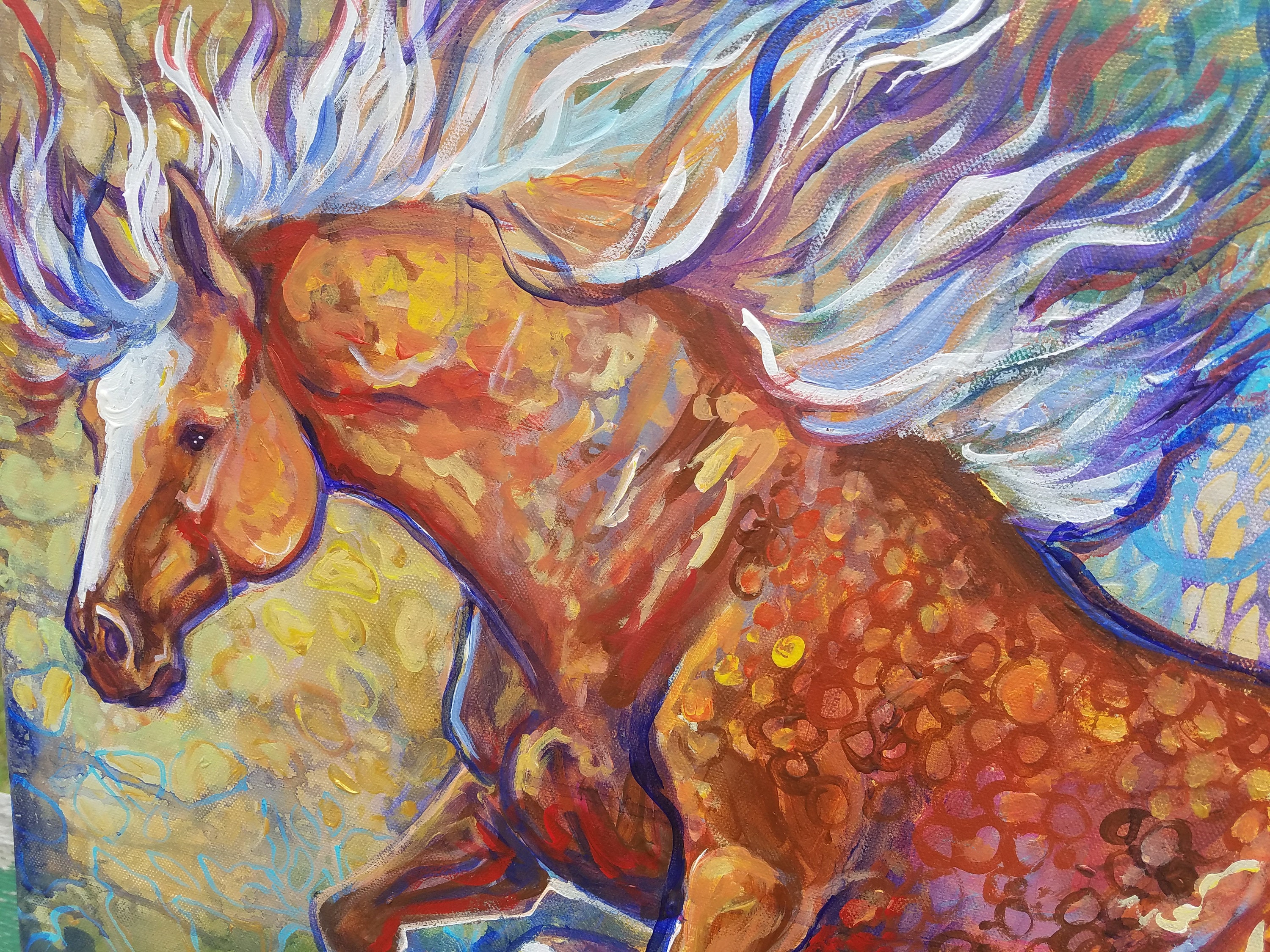 Horse Palomino original painting on canvas | Etsy
