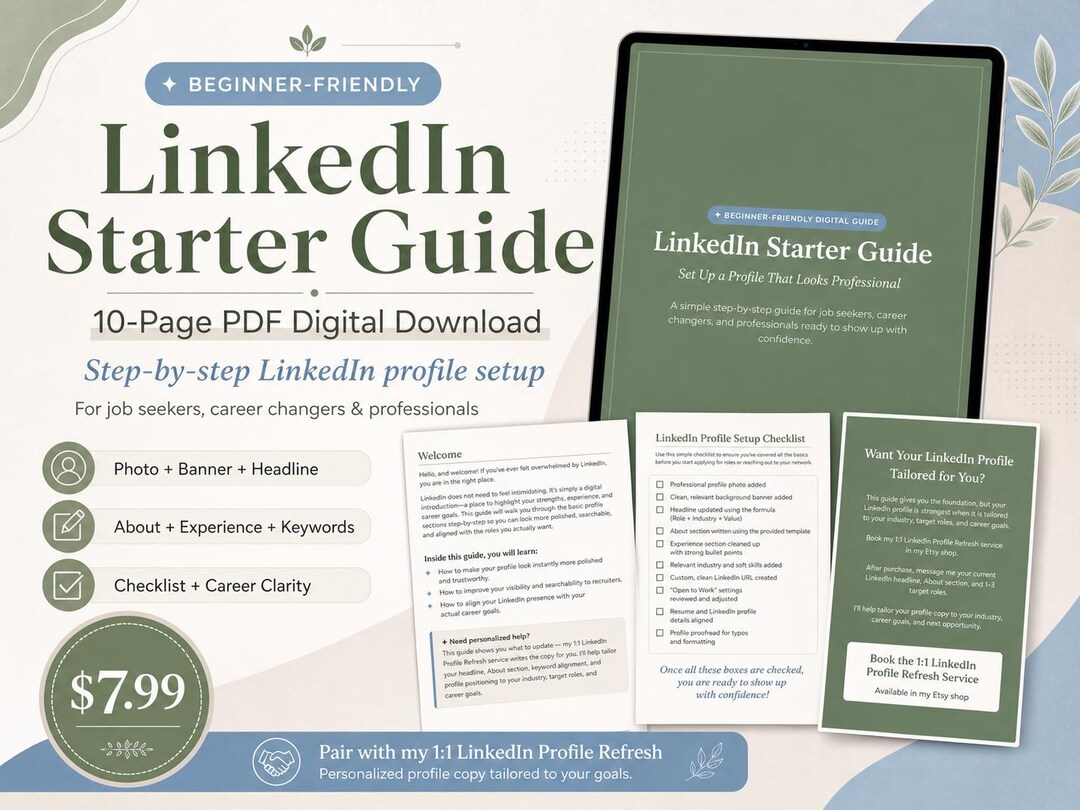 Linkedin Starter Guide | Step-by-step Linkedin Profile Setup - Etsy