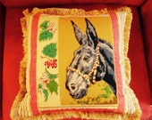 19 quot x 19 quot Vintage Mule Needlepoint Pillow Missouri State Flower and State Mascot, the Mule