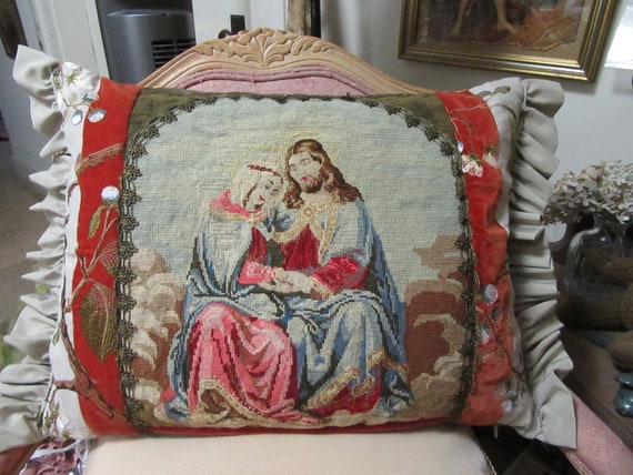 Antique French Needlepoint, Petit Point, Micro Point TAPESTRY, European  Beauty