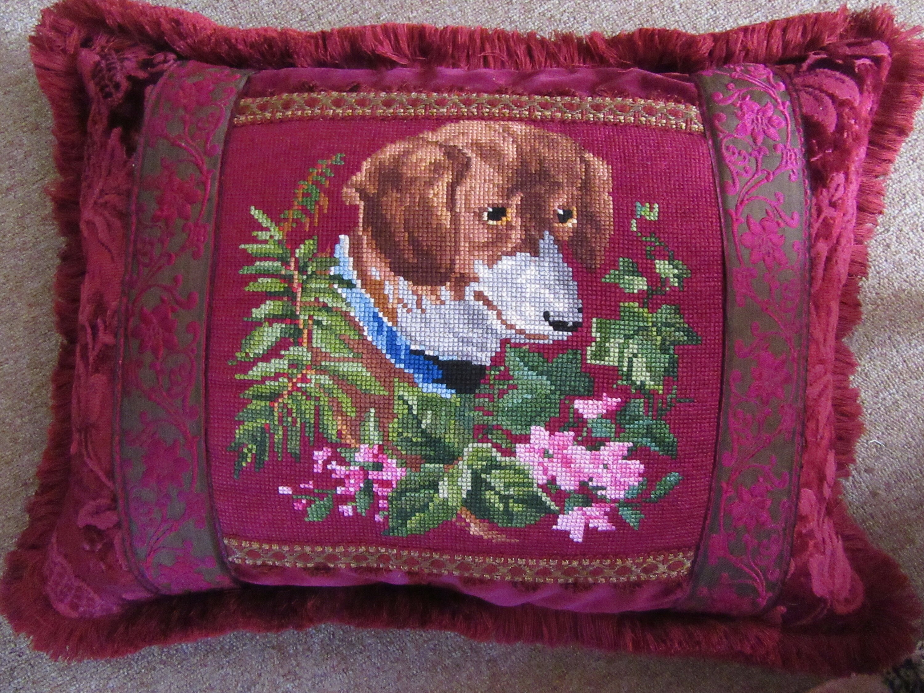Antique Cavalier King Charles Needlepoint Pillow... 16' X 22' Etsy