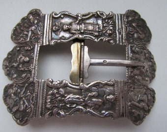 Antique Dutch Silver Buckle Antique Dutch Silver Buckle...embossed With Religious  main image 4