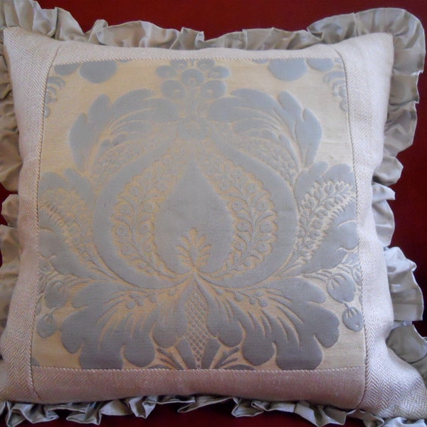Ralph Lauren Fabric, Silk & Linen Damask Pillow  17" x 17"