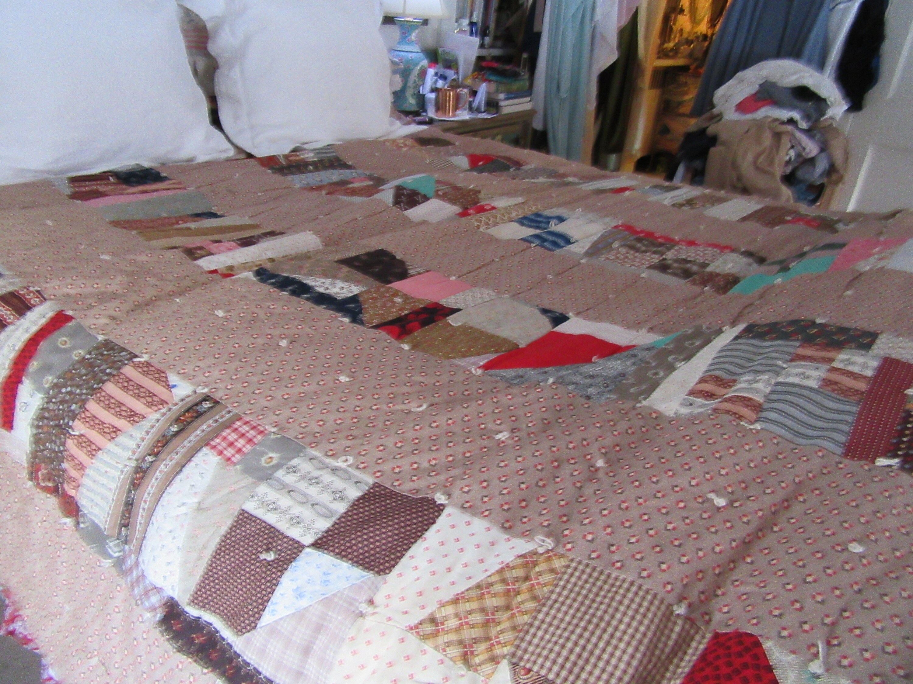 Antique Patchwork Quilt...hand Tied Crazy Blocks and Stripes Etsy