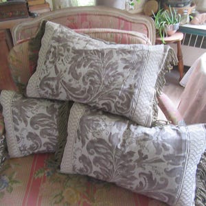 Pair of Fortuny Pillows with Malmaison Pattern in Rust, Cream & Gold - Priced Individually Pair of Fortuny Pillows with Malmaison Pattern in Rust, Cream & Gold - Priced Individually