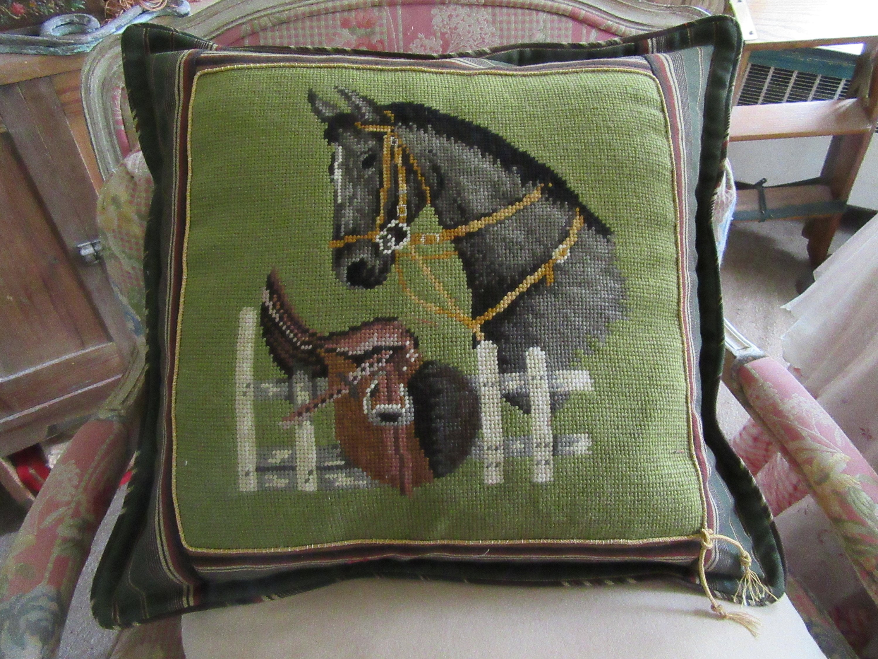 16x 18 Horse and Saddle Needlepoint Pillow Etsy