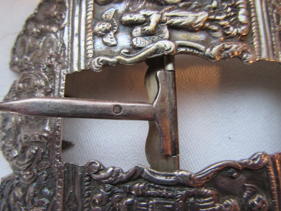 Antique Dutch Silver Buckle...embossed With Religious 