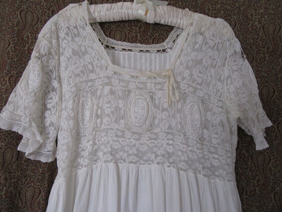 Antique Edwardian Nightgown/Dress of Fine Cotton a