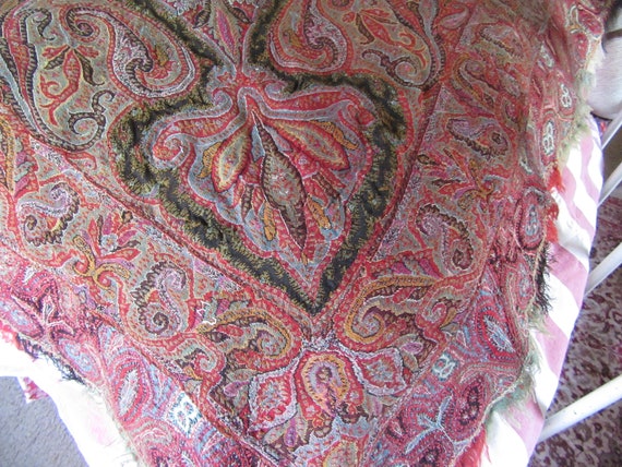 Antique Paisley Piano Shawl..Hand Embroidered 19t… - image 4