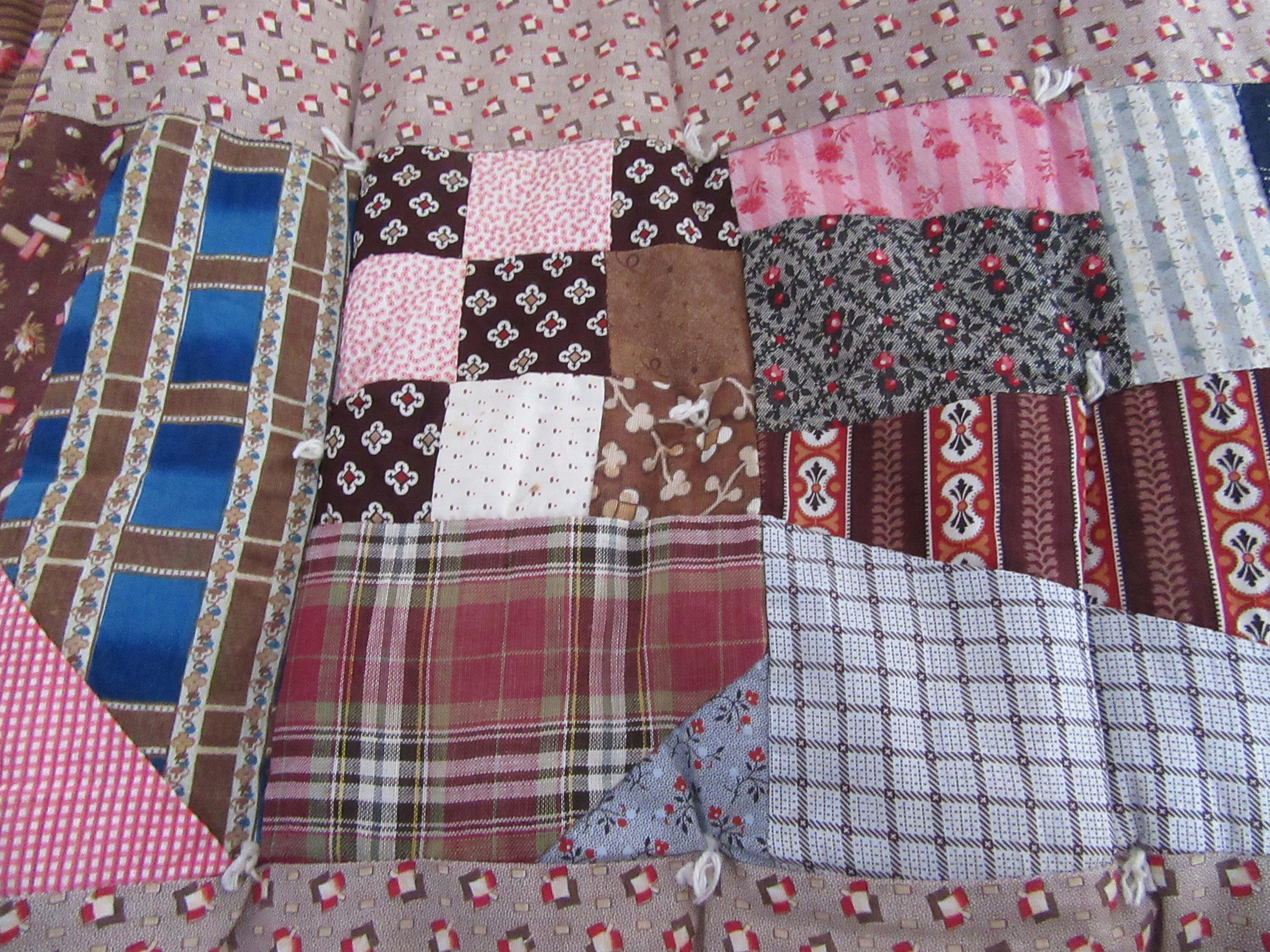 Antique Patchwork Quilt...hand Tied Crazy Blocks and Stripes Etsy