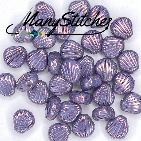 Perles coquillages 2 trous craie Lumi violet 8 mm - 20 pièces